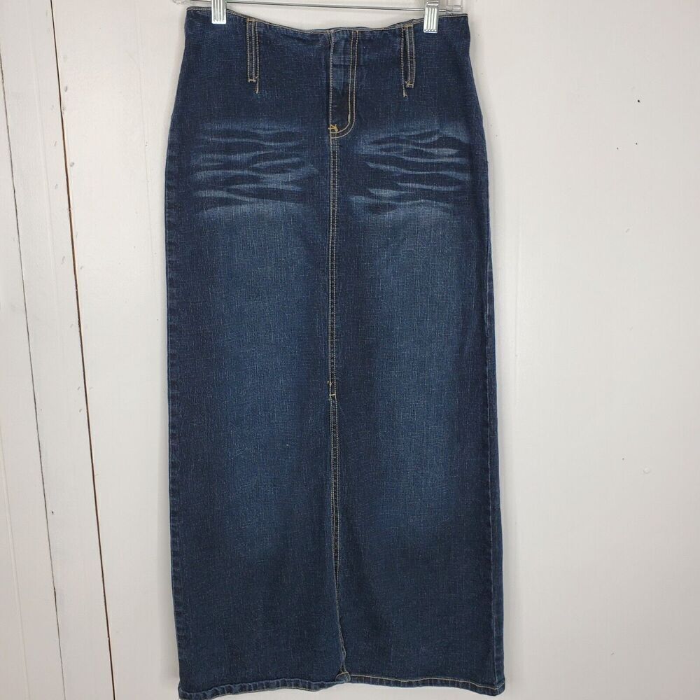 Rave R4R Maxi Jean Skirt Womens 5 Y2K Low Rise 90s Western Vintage Retro Boho - Picture 1 of 10
